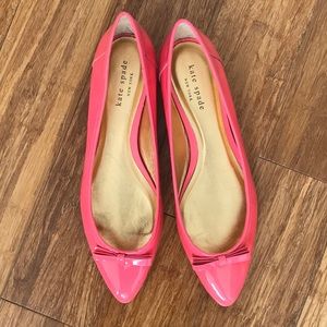 Pink Kate Spade patent flats with bow